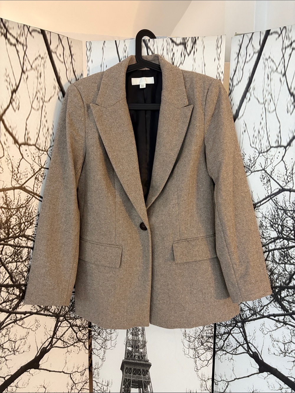 Zara Taupe Single-Button Blazer Jacket